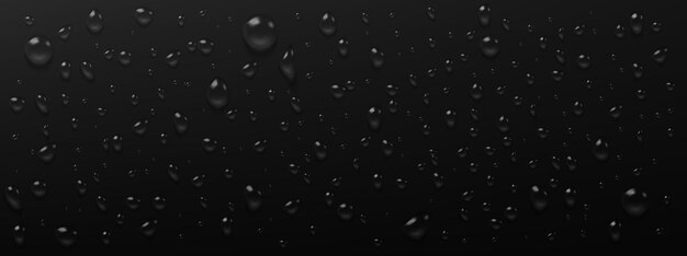 Gotas de agua de condensación sobre fondo negro