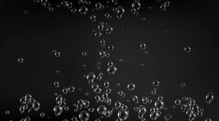 Vector gratuito gotas de agua gaseosa sobre un fondo negro