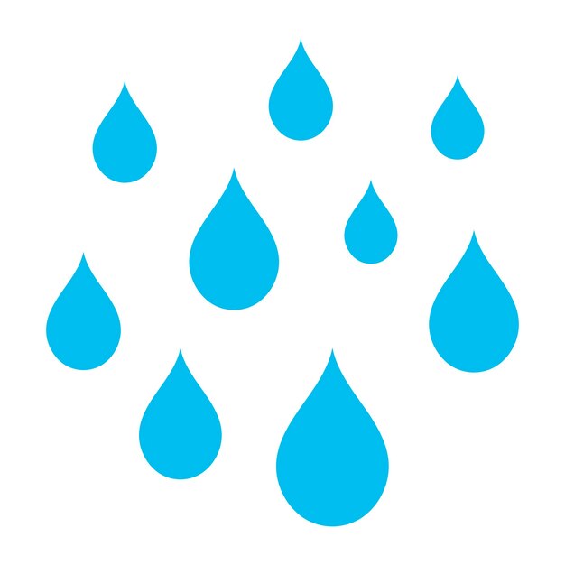 Gotas de agua de lluvia estilo plano