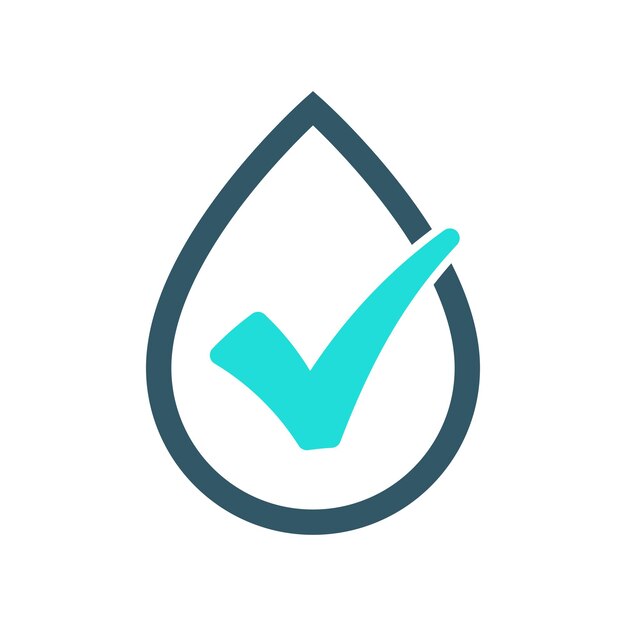 Gotas de agua con marca de comprobación