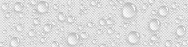 Gotas de agua pura sobre fondo transparente