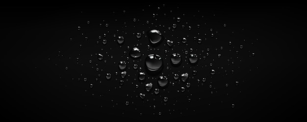 Vector gratuito gotas de agua sobre fondo negro condensación de lluvia