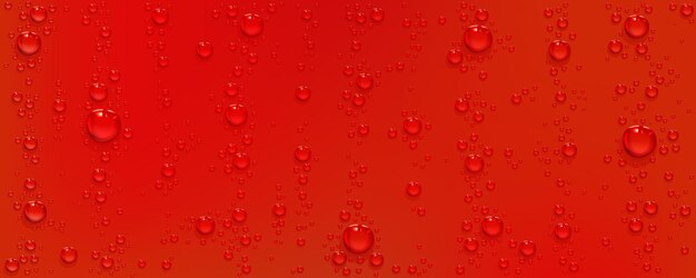 Gotas de agua sobre fondo rojo burbujas realistas