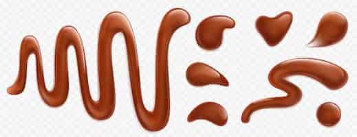 Vector gratuito gotas de chocolate ganache brillante líquido marrón oscuro
