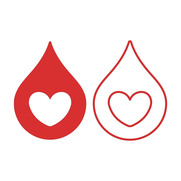 Gotas con contorno de corazón y planas