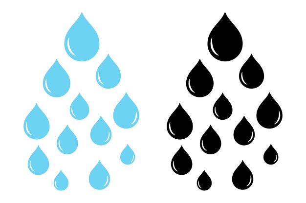 Gotas de lluvia planas y glifo