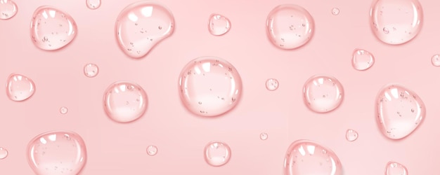 Gotas de suero realistas sobre fondo de superficie rosa