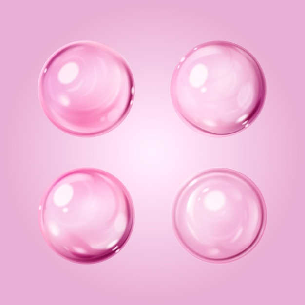 Gotas de suero transparentes aisladas en el fondo