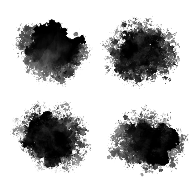 Gotas de tinta negra acuarela diseño de salpicaduras abstractas