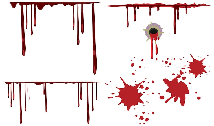 Vector gratuito goteo de sangre sobre fondo blanco.