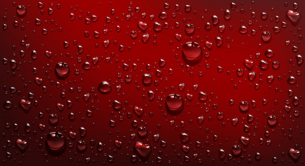 Vector gratuito gotitas de agua sobre fondo rojo