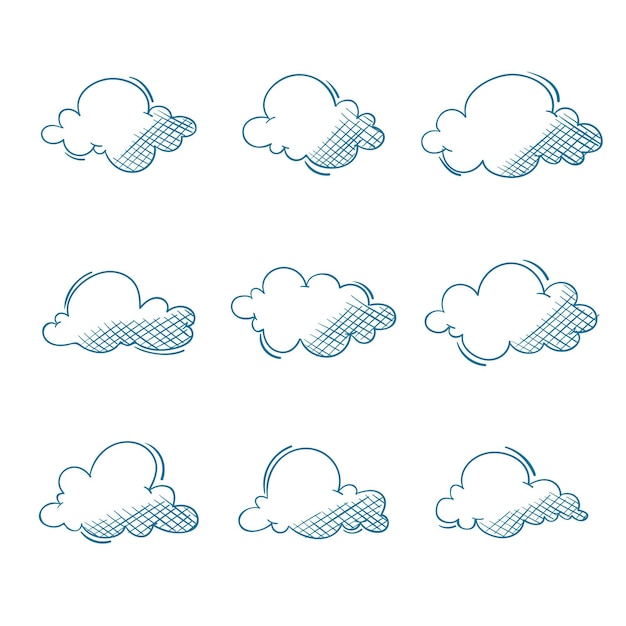 Vector gratuito grabado colección nubes dibujadas a mano