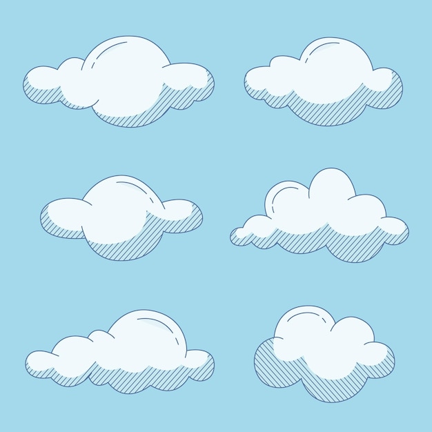 Grabado colección nubes dibujadas a mano