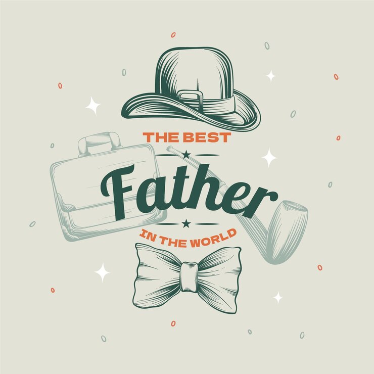 Vector gratuito grabado dibujado a mano ilustración del día del padre