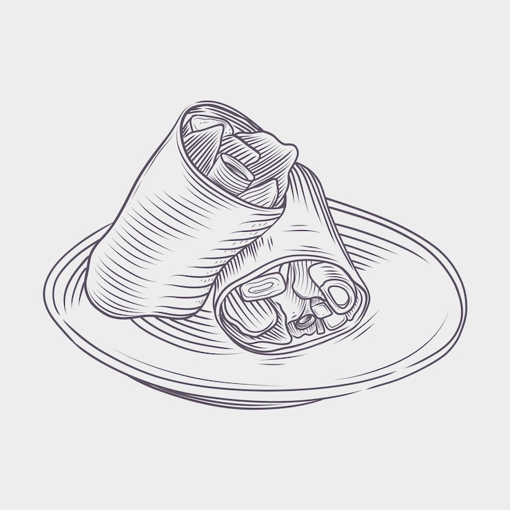 Vector gratuito grabado dibujado a mano ilustración shawarma