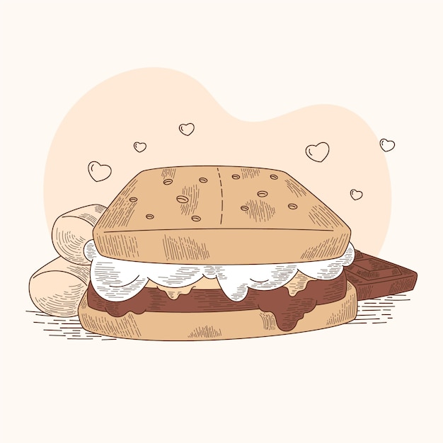 Grabado dibujado a mano s'more ilustración