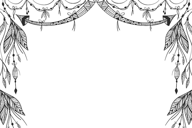 Grabado de fondo boho dibujado a mano