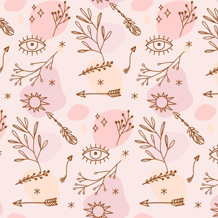 Vector gratuito grabado patrón boho dibujado a mano