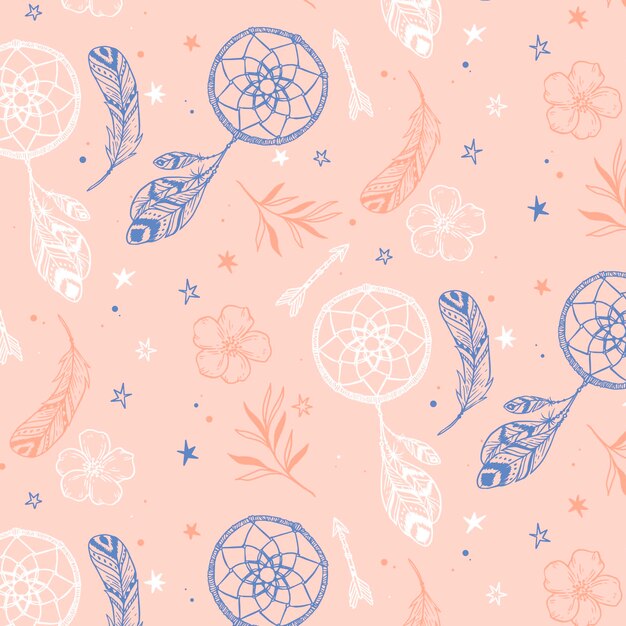 Grabado patrón boho dibujado a mano
