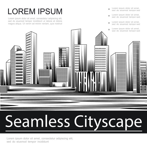 Grabado de plantilla de paisaje urbano transparente