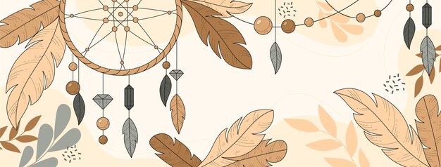 Grabado de portada de facebook boho dibujado a mano