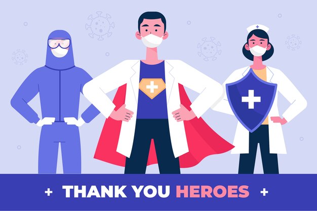 Gracias concepto de médicos y enfermeras