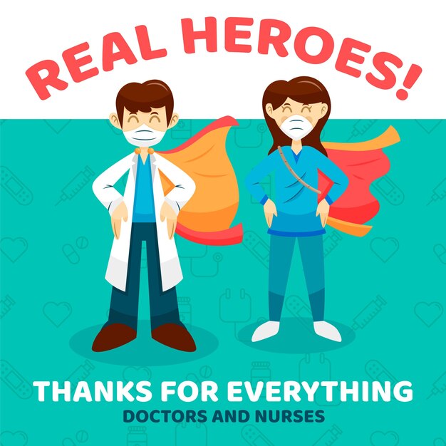 Gracias enfermeras y médicos mensaje de apoyo