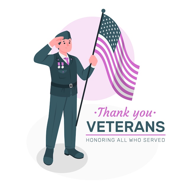 Vector gratuito gracias ilustración del concepto de veteranos