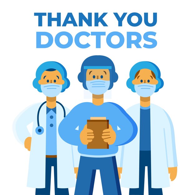Gracias mensaje de enfermeras y doctores