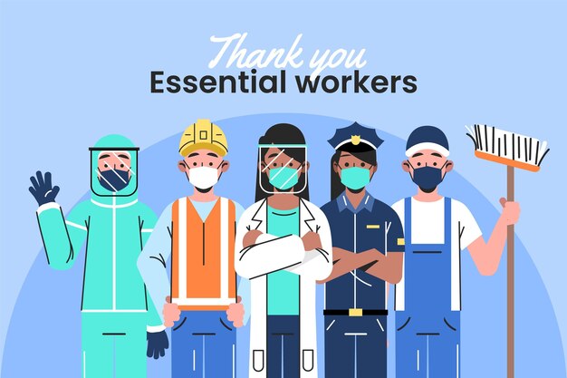 Vector gratuito gracias trabajadores esenciales