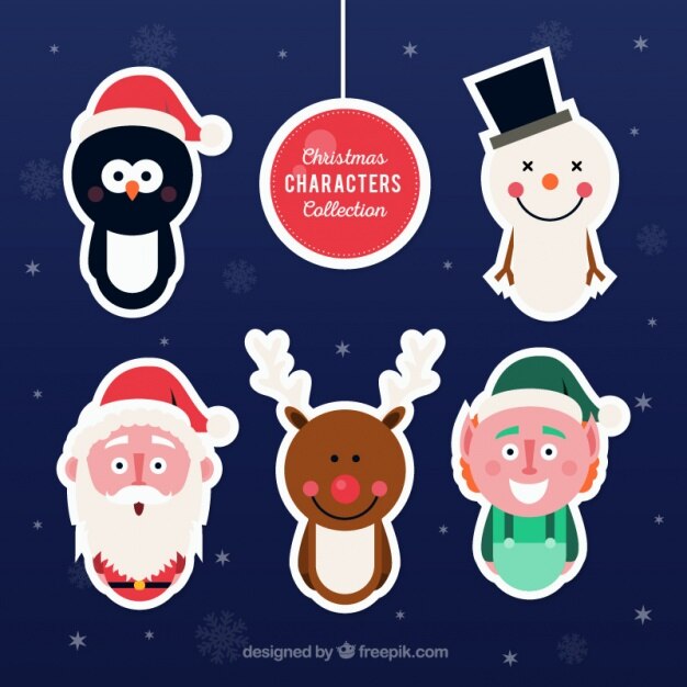 Graciosas pegatinas de personajes navideños 