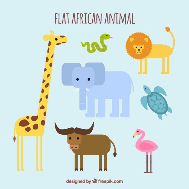 Graciosos animales salvajes en diseño plano