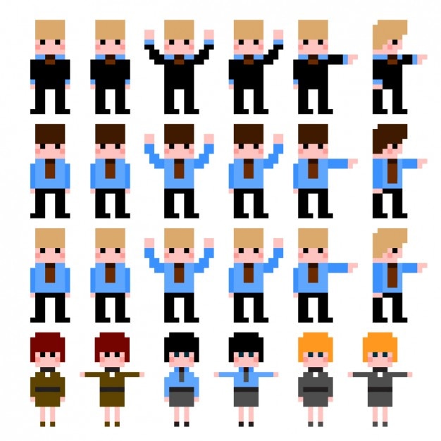 Graciosos personajes pixelados