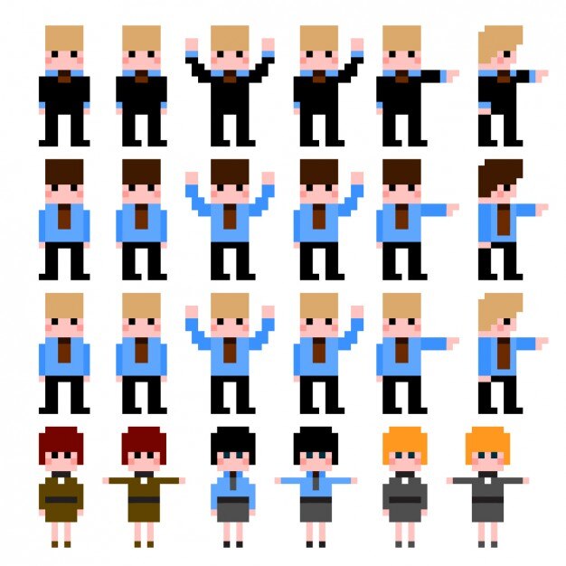 Graciosos personajes pixelados