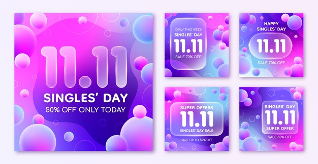 Gradient 11.11 colección de publicaciones de instagram del día de compras