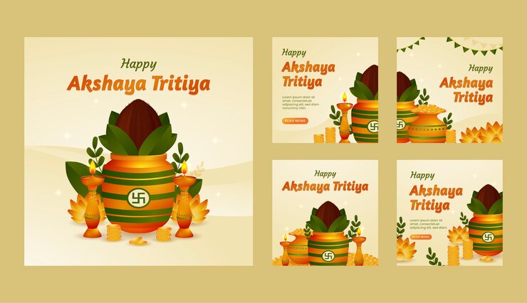 Vector gratuito gradient akshaya tritiya colección de publicaciones de instagram