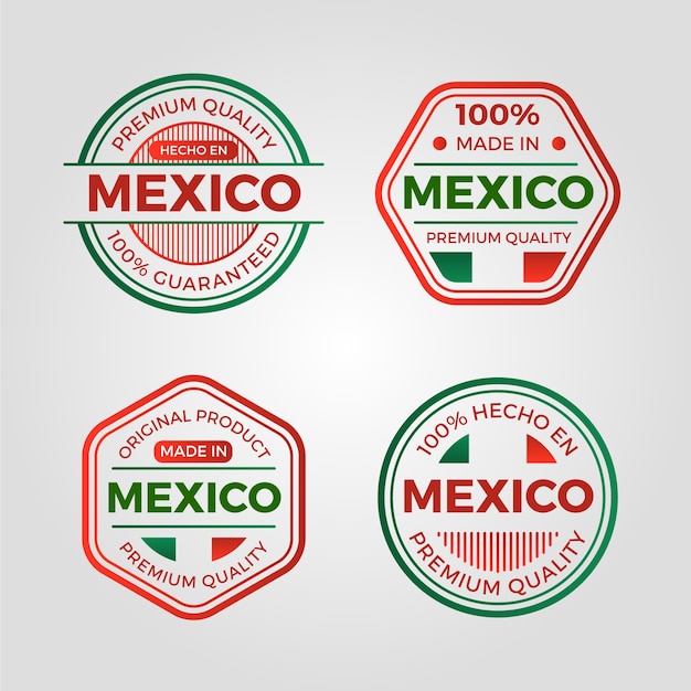 Vector gratuito gradient colección de etiquetas hecho en mexico