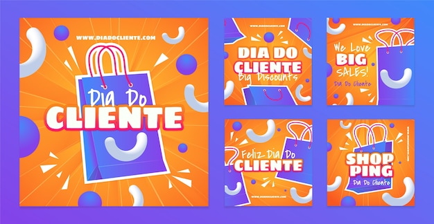 Gradient dia do cliente colección de publicaciones de venta de instagram