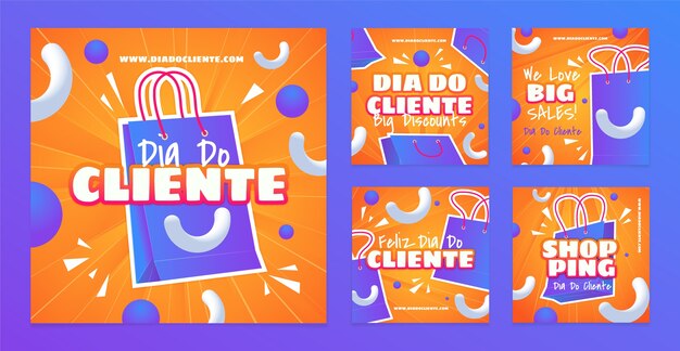 Gradient dia do cliente colección de publicaciones de venta de instagram