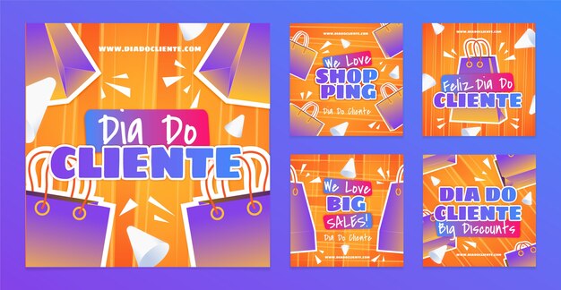 Gradient dia do cliente colección de publicaciones de venta de instagram