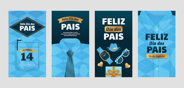 Vector gratuito gradient dia dos pais colección de historias de instagram