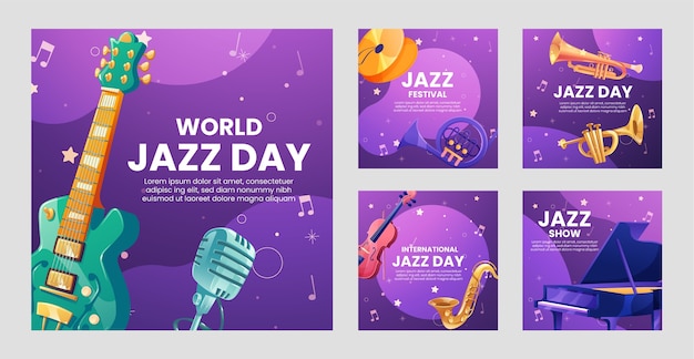 Vector gratuito gradient en instagram publica una colección para el día mundial del jazz