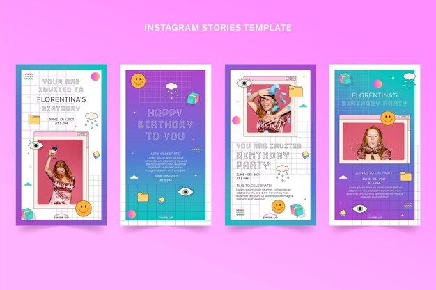 Gradient retro vaporwave cumpleaños ig stories