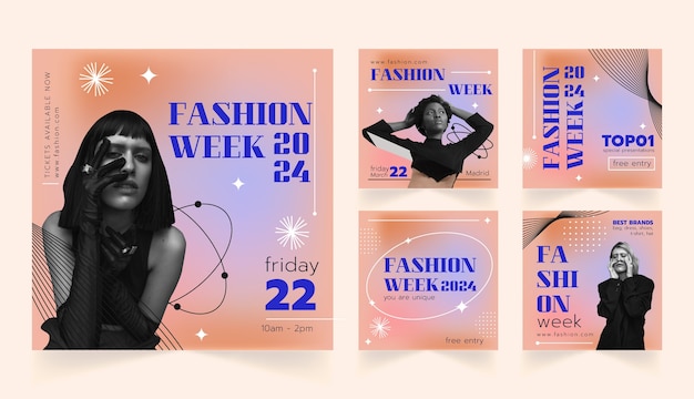 Gradient la semana de la moda posts en Instagram