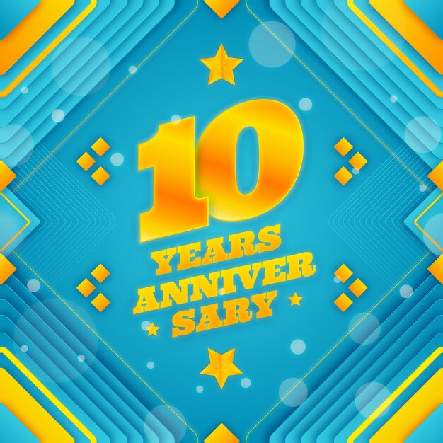 Gradiente de 10 años de aniversario o tarjeta de cumpleaños.
