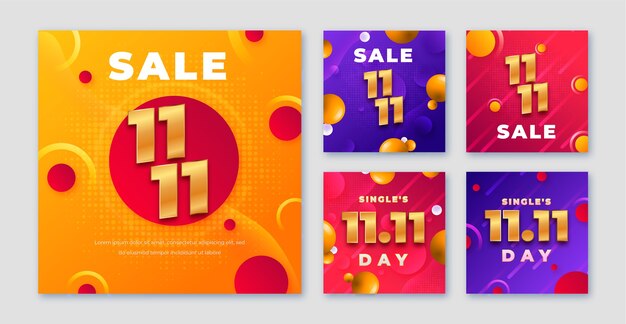 Gradiente 11.11 colección de publicaciones de instagram del día de los solteros