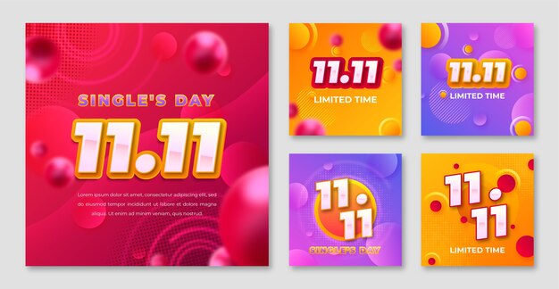 Gradiente 11.11 colección de publicaciones de instagram del día de los solteros