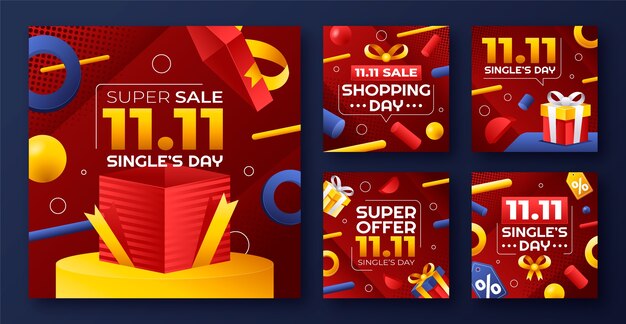 Gradiente 11.11 colección de publicaciones de instagram del día de los solteros