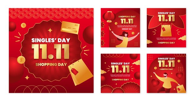 Gradiente 11.11 colección de publicaciones de instagram del día de los solteros
