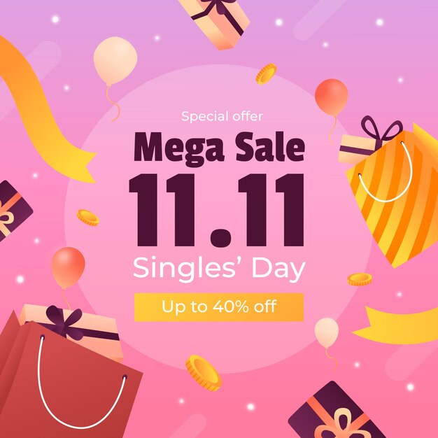 Gradiente 11.11 día de solteros día de compras ilustración